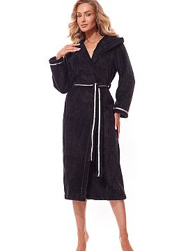 Bathrobe L&L collection  This bathrobe is a combination of comfort and elegance. Its loose and comfortable cut makes it comfortable to wear, and the hood adds a fash