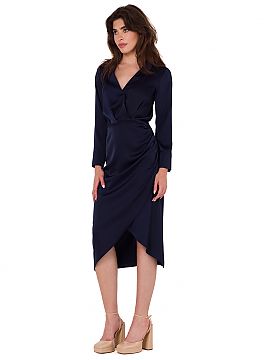 Cocktail dress Makover  This charming satin fabric dress impresses with its elegance and originality. The overlap neckline along with the collar create a unique for