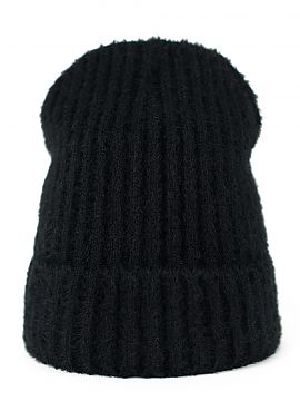 Cap Art of polo  Soft to the touch, fluffy beanie hat. The bottom is rolled up. Will easily accommodate pinned up hair. Very flexible, so it easily adapts to