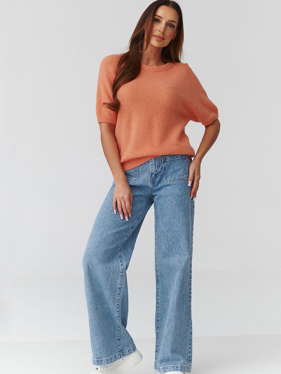  Short sleeve sweater model 224080 Makadamia 