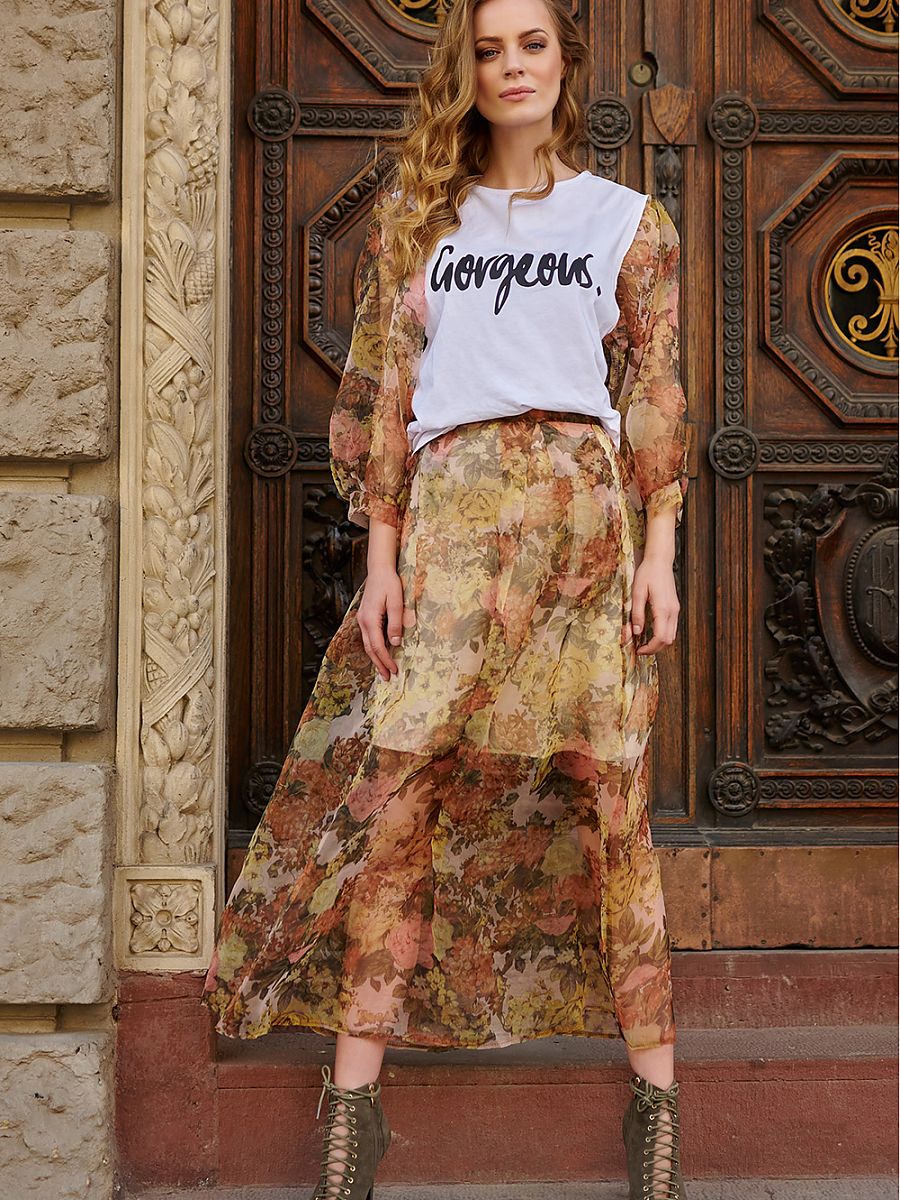  Long skirt model 145581 Makadamia 