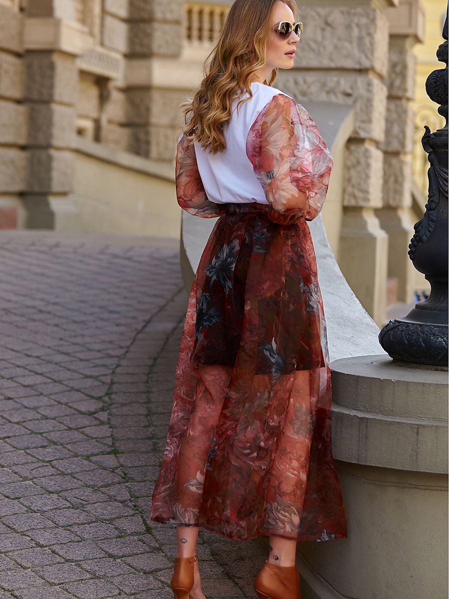  Long skirt model 145582 Makadamia 