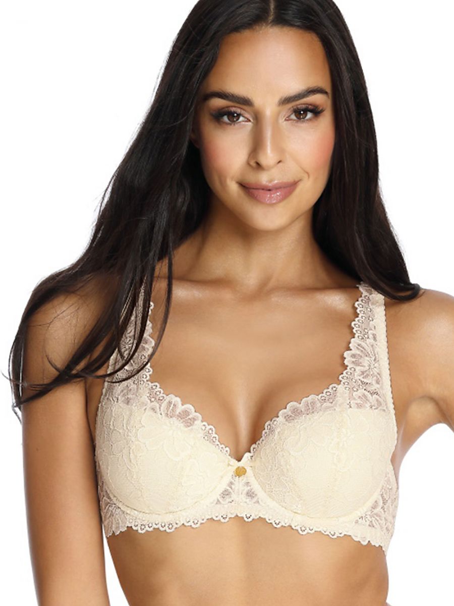 Padded bra Florale en Satin Beige