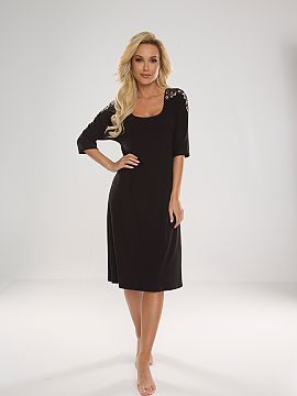 Nightshirt De Lafense  Women\'s nightgown with 3/4 sleeves made of pleasant to the touch, high-quality viscose. Long nightgown past the knee, with a round neckline