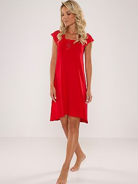 Nightshirt De Lafense  Fanny women\'s nightgown is a charming model with lace trim on the triangle neckline and short sleeves. It combines elegance and sensuality 