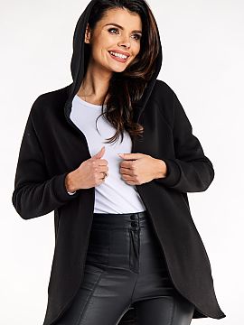 Sweatshirt Infinite You  Loose unbuttoned sweatshirt with hood and long sleeves, with rounded front at the bottom.