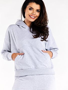 Sweatshirt Infinite You  Loose sweatshirt with long sleeves, hood and decorative stitching on the front. A large kangaroo pocket on the front.