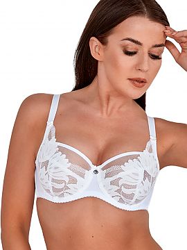 Soft Gaia  Beautiful, interesting and modern Nike model in white. Soft bra, in pure white color. The cups are sewn from skin-soft lace combined with no