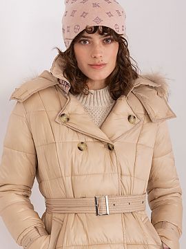 Cap AT  Warm winter women\'s beanie hat with cashmere, with decorative rhinestone application.