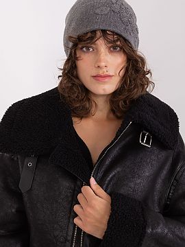 Cap AT  Warm winter women\'s beanie hat with cashmere, with decorative rhinestone application.