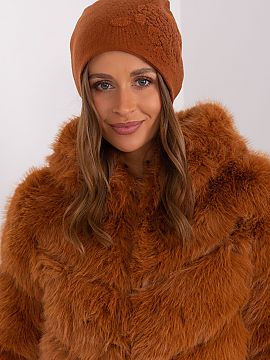 Cap AT  Warm winter women\'s beanie hat with cashmere, with decorative rhinestone application.