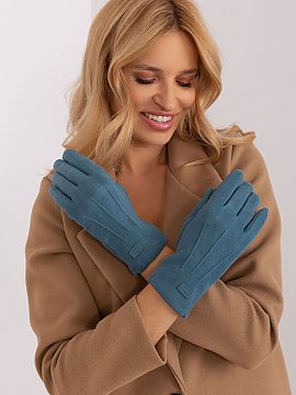 Gloves AT  Elegant women\'s gloves made of smooth insulated material. At the wrists decorative patches. Index finger with embroidered flower, allowing 