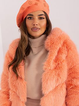 Beret AT  Knitted beret with an interesting application of rhinestones.