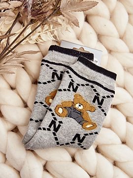 Socks Step in style  Warm women\'s socks ideal for cold days. Model with a patch in the form of a teddy bear. The lightweight ribbing will make them perfectly ad