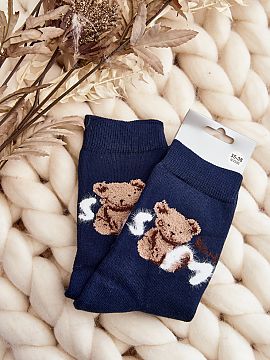 Socks Step in style  Warm women\'s socks ideal for cold days. Model with a patch in the form of a teddy bear. The lightweight ribbing will make them perfectly ad