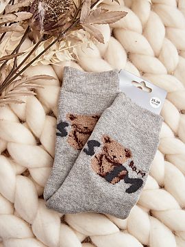 Socks Step in style  Warm women\'s socks ideal for cold days. Model with a patch in the form of a teddy bear. The lightweight ribbing will make them perfectly ad