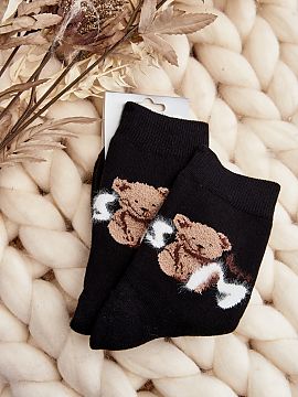 Socks Step in style  Warm women\'s socks ideal for cold days. Model with a patch in the form of a teddy bear. The lightweight ribbing will make them perfectly ad