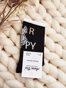 Socks Step in style  Women\'s ankle socks are ideal for colder days. Made mainly of cotton. Decorated with a teddy bear and an inscription. They will work great 