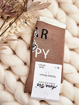 Socks Step in style  Women\'s ankle socks are ideal for colder days. Made mainly of cotton. Decorated with a teddy bear and an inscription. They will work great 