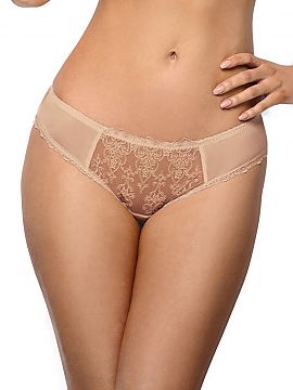 Panties Vena  Elegant panties with a classic full cut. On the front and back embroidery inserts on mesh. The panties are made of smooth knit fabric.