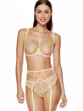 Belt Gorteks  Garter belt made of tulle and colorful embroidery in a floral pattern. Three-row hook-and-loop closure and comfortable, adjustable straps wi