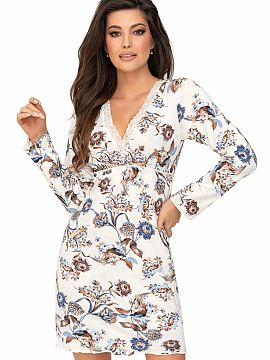 T-shirt Donna  Naomi long-sleeved women\'s nightgown, made of delicate viscose with flowers, is an ideal choice for women who appreciate the combination of