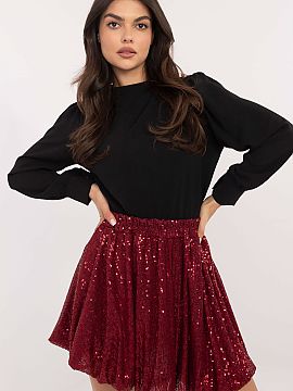 Short skirt Italy Moda  Dazzling bomb skirt covered with sequins, perfect for elegant occasions and parties. Made of a durable polyester and elastane blend, it guar