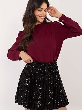 Short skirt Italy Moda  Stunning bomb skirt covered in sequins, perfect for elegant occasions and parties. Made of a durable polyester and elastane blend, it guaran