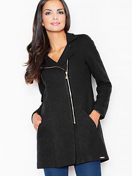 Coat Figl  A stylish short coat, fitted to the figure. Distinguished by its elegance and versatility. Fastening with a spectacular gold zipper gently m