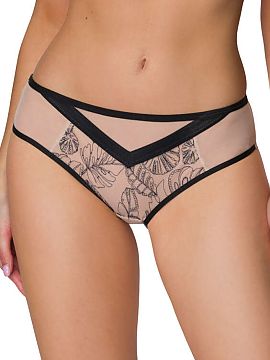 T-backs Mat  Xanthe thong in beige and black is a unique proposition for women who appreciate elegance with a touch of modernity. Sensual translucent ins