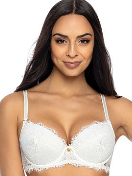 Push up Mat  A pinch of temptation hidden in the unconventional lingerie Evie. Push-up bra in the color of milk. The model is entirely made of soft lace,