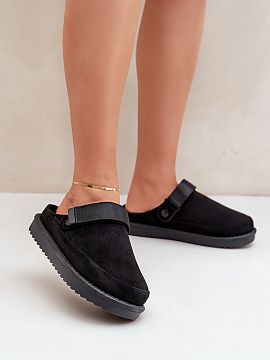 Slippers Step in style  Women\'s platform slippers made of eco-suede are a stylish choice for cold days. The interior lined with soft faux fur will provide warmth a