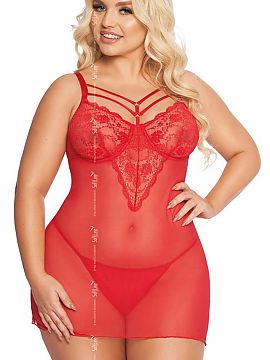 Sexy set SoftLine Collection  Sexy shirt with lace inserts and decorative straps is your secret key to your loved one\'s heart. The sensual cutout on the back gives the w