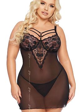 Sexy set SoftLine Collection  Sexy shirt with lace inserts and decorative straps is your secret key to your loved one\'s heart. The sensual cutout on the back gives the w