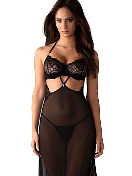 Sexy set Obsessive  Allow yourself a moment of luxury in this stunning nightshirt. The lace bra with underwires and an interesting pattern beautifully accentuat