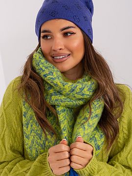 Cap AT  Warm winter women\'s beanie hat with a touch of cashmere, with a decorative jet application.