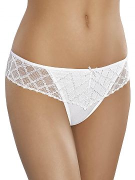 T-backs Gabidar   Tempting ladies thong.
 - decorated with subtle lace.
 - satin bow on the front
 - slit on back.
 - model perfectly adhering to the bod