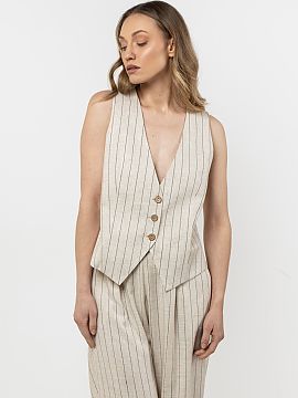 Gilet awama  Linen vest in delicate stripes This vest is the perfect combination of style and comfort. Made from breathable linen, it offers comfort on w