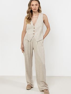 Women trousers awama  Linen trousers with wide legs in delicate stripes These trousers are the perfect combination of elegance and everyday comfort. Made of linen