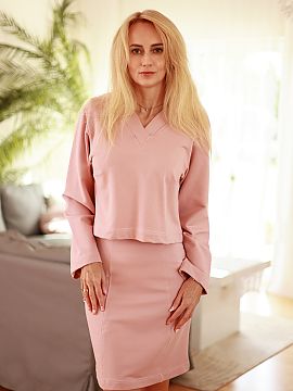 Set Mirale  Set consisting of a dress and a hoodie made of cotton jersey with elastane. The fitted dress above the knee emphasizes the feminine silhouet