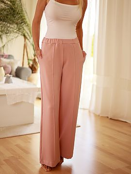 Women trousers Mirale  Flint trousers are made of cotton knit enriched with elastane. They feature a high waist and wide legs with decorative seams along their ent