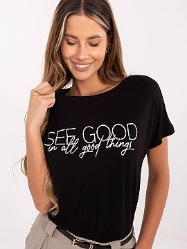 T-shirt Sublevel  Casual women\'s T-shirt of standard length is a combination of comfort and fashionable style. Made of soft and stretchy blend of viscose and