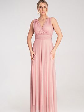Cocktail dress Figl  Maxi dress without sleeves with a wrap neckline at the front and a deep cut at the back. The top is gently gathered, with a wide band under 