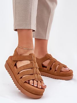 Sandals Step in style  Women\'s sandals made of eco-suede are an ideal proposition for warm days. Set on a platform, they provide comfort and lightness while walki