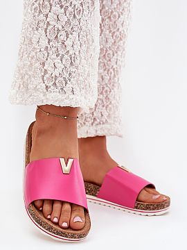 Flip-flops Step in style  Women\'s eco leather sandals, set on a cork platform, are a combination of comfort and style. The golden \