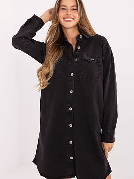Daydress Sublevel  A denim dress with a simple cut is a comfortable and stylish option for everyday wear. Made of cotton denim, it impresses with a smooth fini