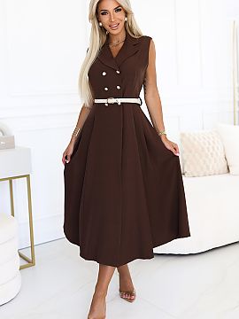 Daydress Numoco  Stylish and timeless proposition for women who appreciate elegance, comfort, and classic cut. The chocolate shirt dress by Numoco Basic is d