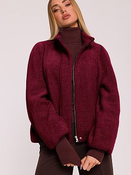 Jacket Moe  Stylish women\'s jacket made of soft knit with short hair is a proposal combining comfort and modern character. The whole is finished with a