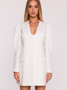 Cocktail dress Moe  An elegant dress made of jacquard fabric with a slightly convex plant pattern is a proposal that combines classic with a subtle touch of mod