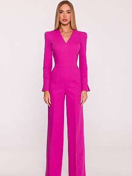 Suit Moe  An elegant jumpsuit made of denim-like fabric is a unique proposal combining modern style with a classic form. Slightly stiff, matte, and sl